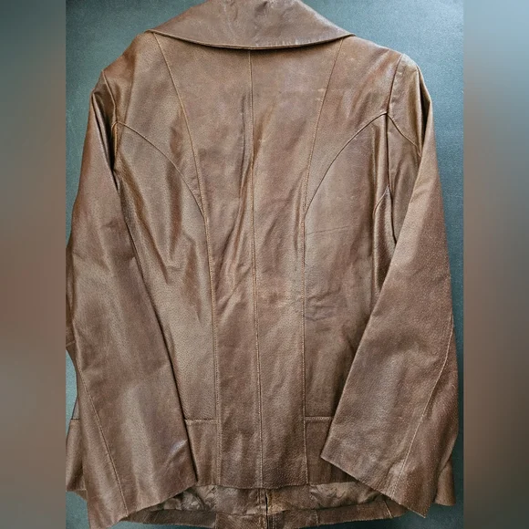 NWOT - Leather Lane Bryant Brown Biker Jacket - Size 14/16 - Vintage - Picture 8 of 9